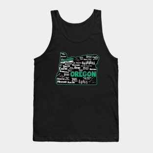 Cute map of Hillsboro Oregon, Portland, Salem, Eugene, Springfield, Bend, Ontario, Medford Tank Top